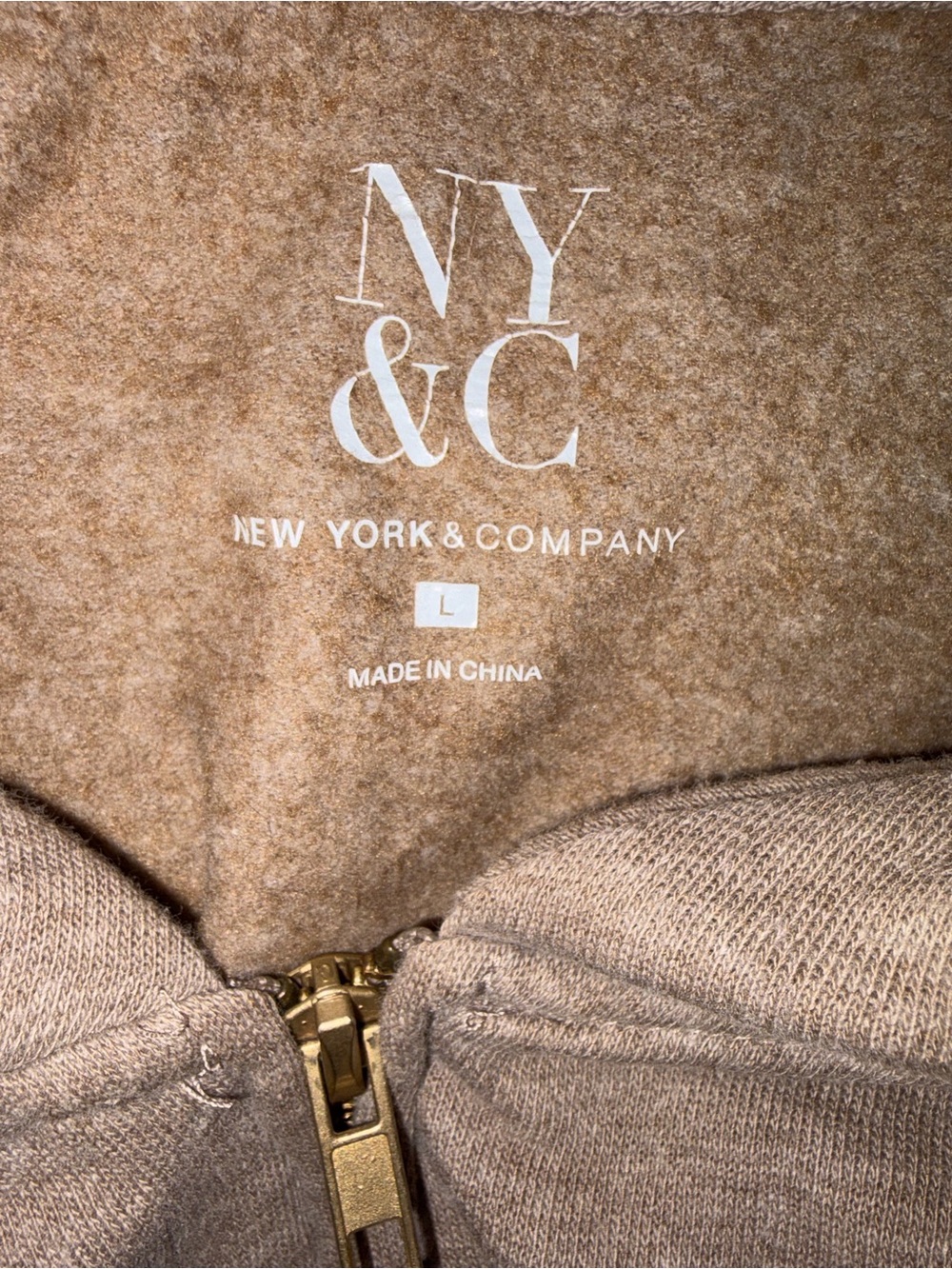 New York & Company Tan Zip-Up Jacket with Gold Hardware - Women's